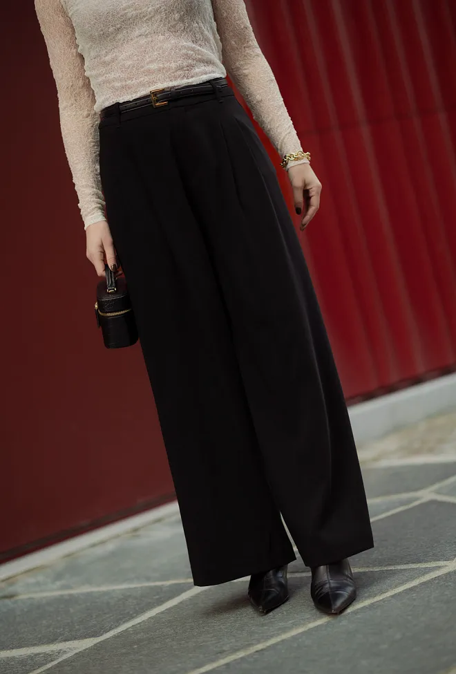 My essential wardrobe MW Mille High Wide Pant Black dressbukse 6