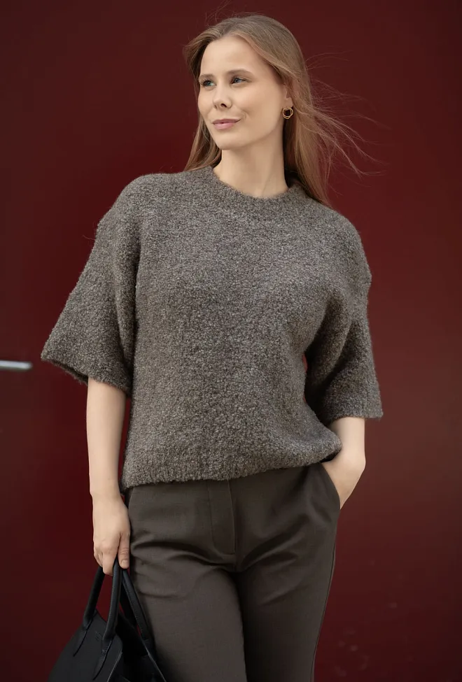 American vintage Zolly Pullover Taupe Melange topp