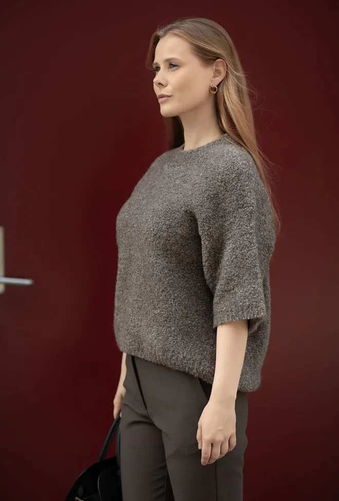 American vintage Zolly Pullover Taupe Melange topp 2