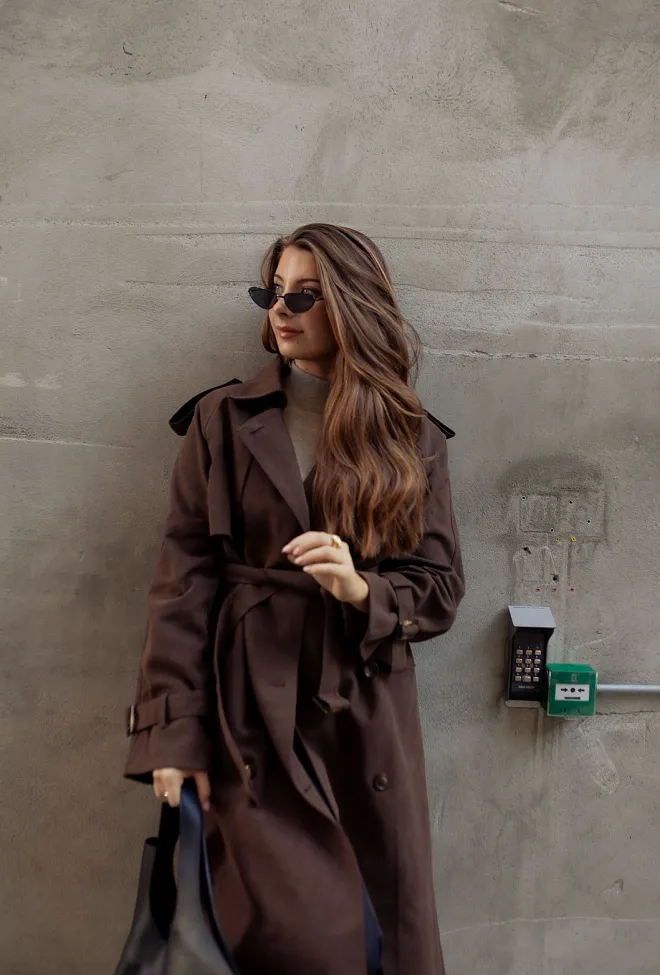 Clermonte Caia Suede Coat PU Brown trench coat kåpe 3