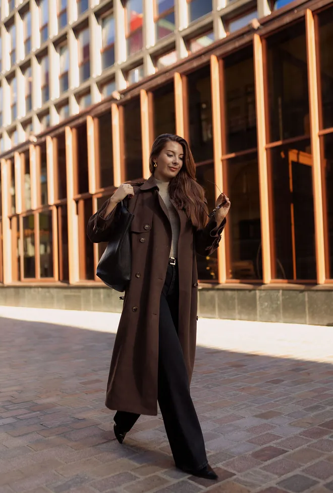 Clermonte Caia Suede Coat PU Brown trench coat kåpe 2