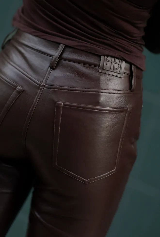 Anine bing Bruno Pant Deep Brown Recycled Leather skinnbukse 6