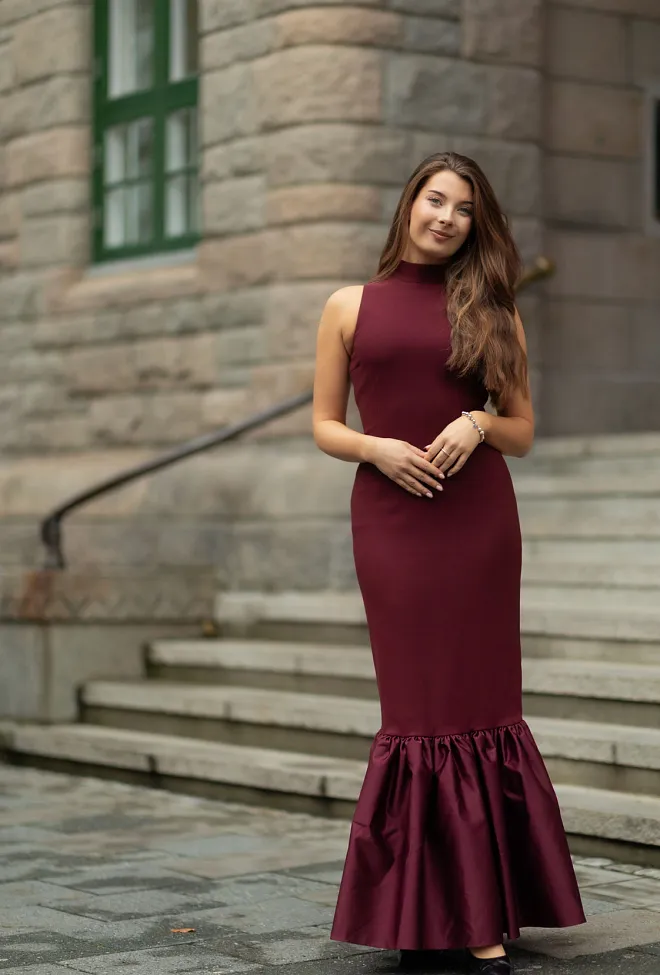 Rotate Fitted Maxi Dress Zinfandel maxikjole