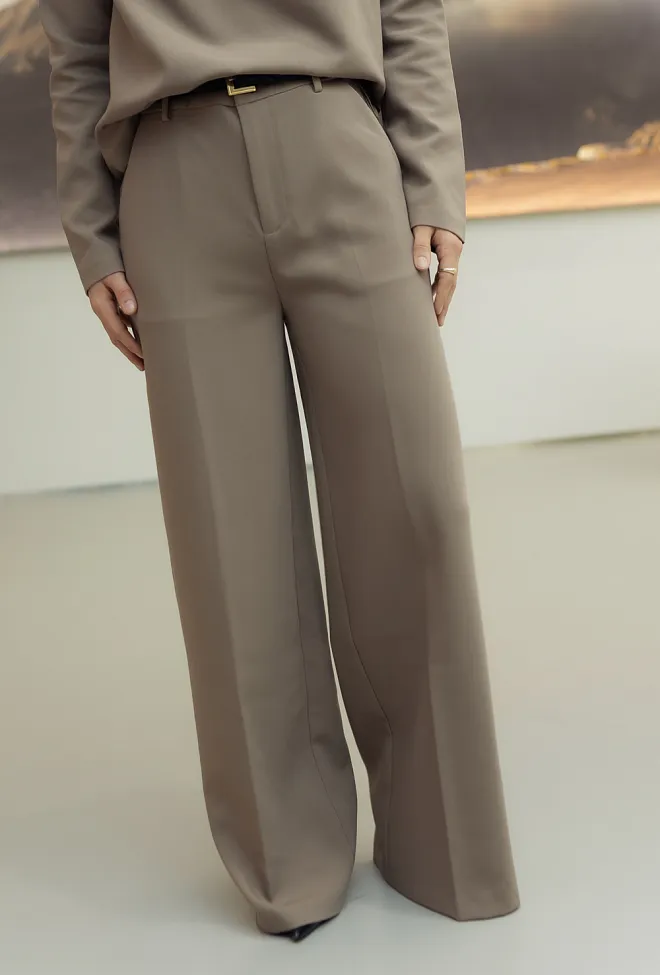 Iben Reign Tailored Extra Wide Taupe Grey dressbukse