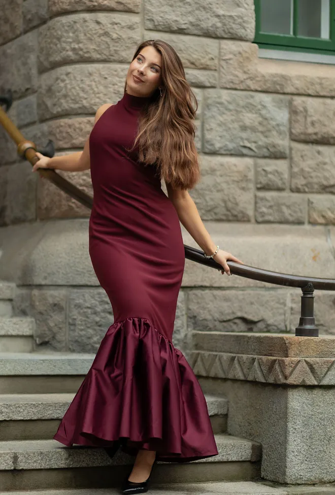 Rotate Fitted Maxi Dress Zinfandel maxikjole 7