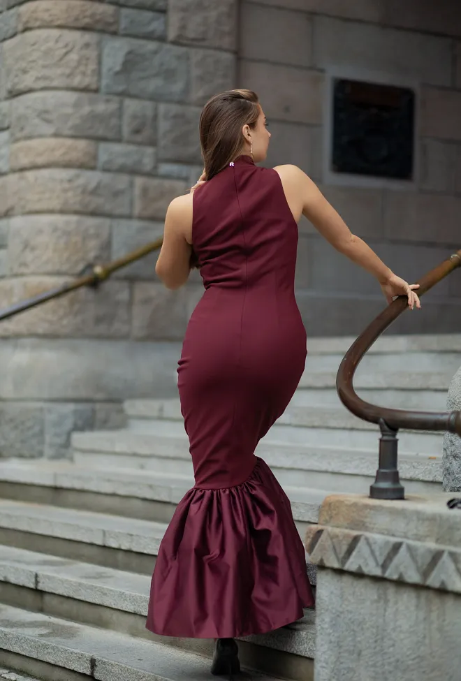 Rotate Fitted Maxi Dress Zinfandel maxikjole 5