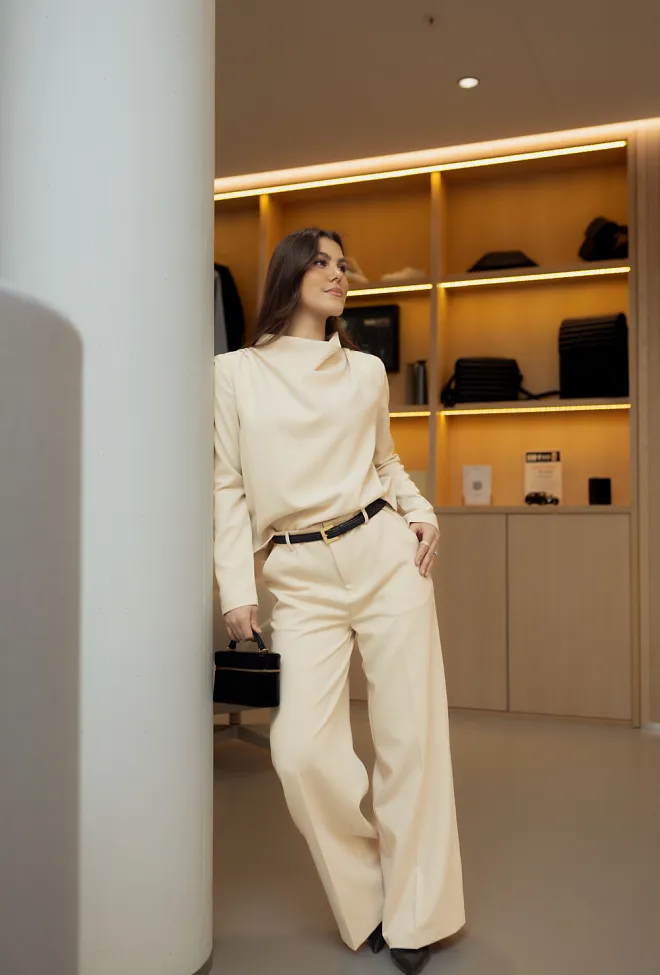 Iben Reign Tailored Extra Wide Ivory dressbukse 7