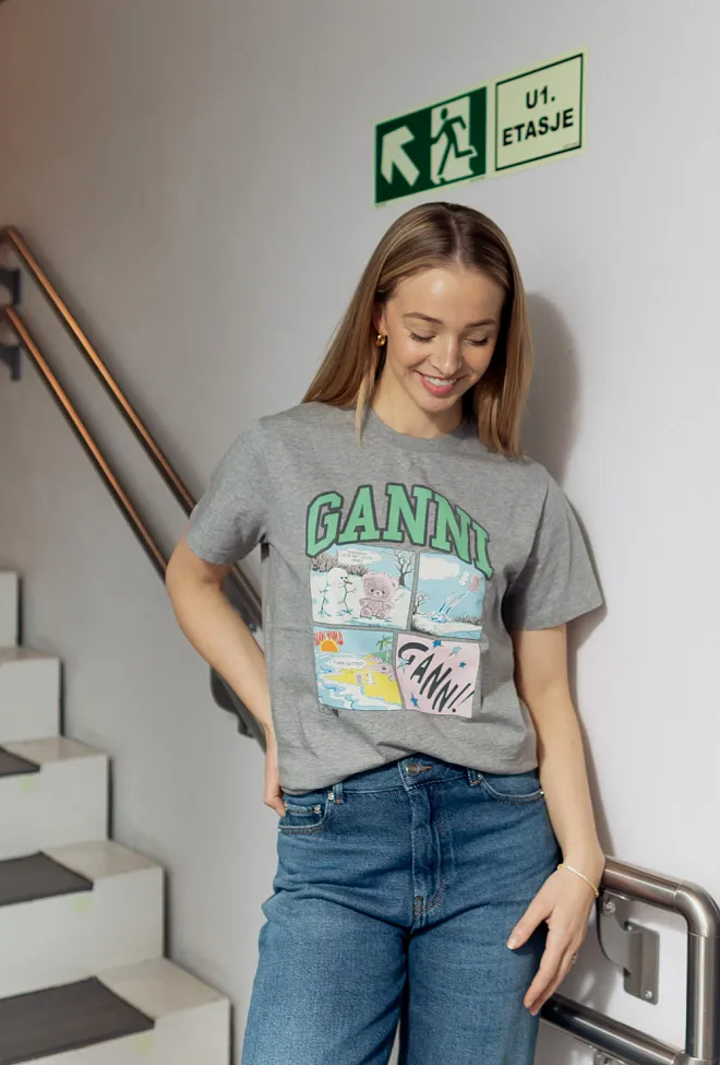 GANNI Basic Cotton Jersey Bear Comic Teddy Paloma t-skjorte 3