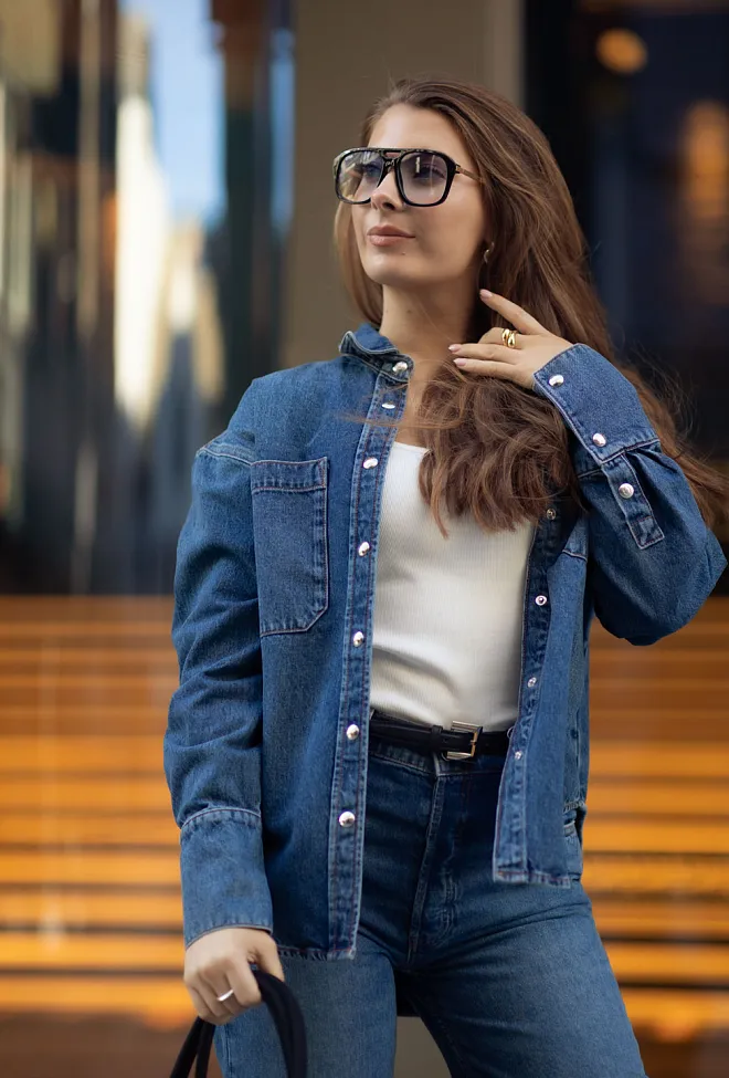 Anine bing Dante Shirt Mosaic Blue denimskjorte