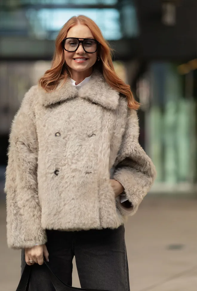 Utzon Jeir Jacket Lacon Teddy Silver Mink lammeskinnjakke
