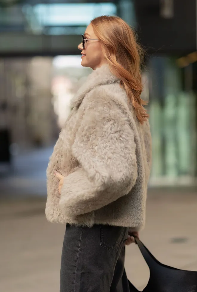 Utzon Jeir Jacket Lacon Teddy Silver Mink lammeskinnjakke 7