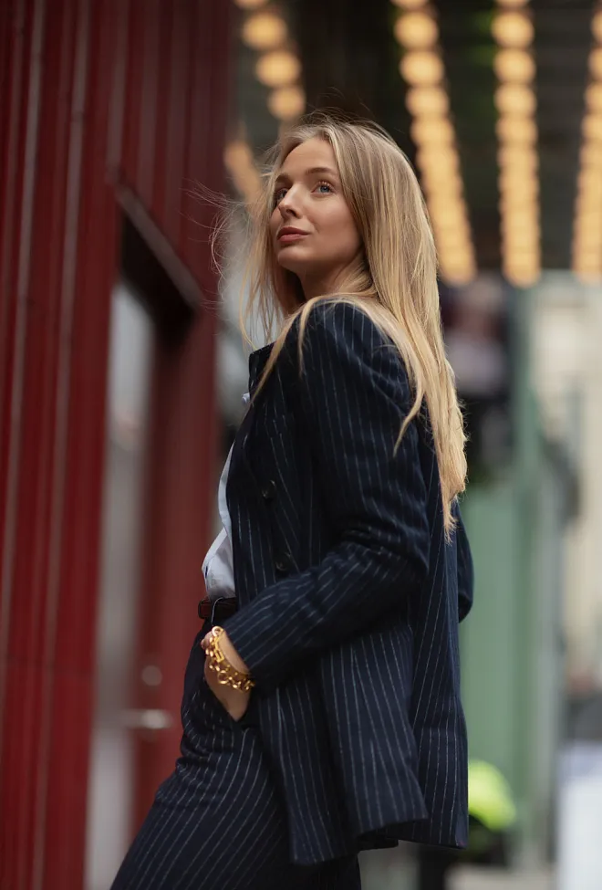 Hiil studio Pure Blazer Navy Pinstripes dressjakke 10
