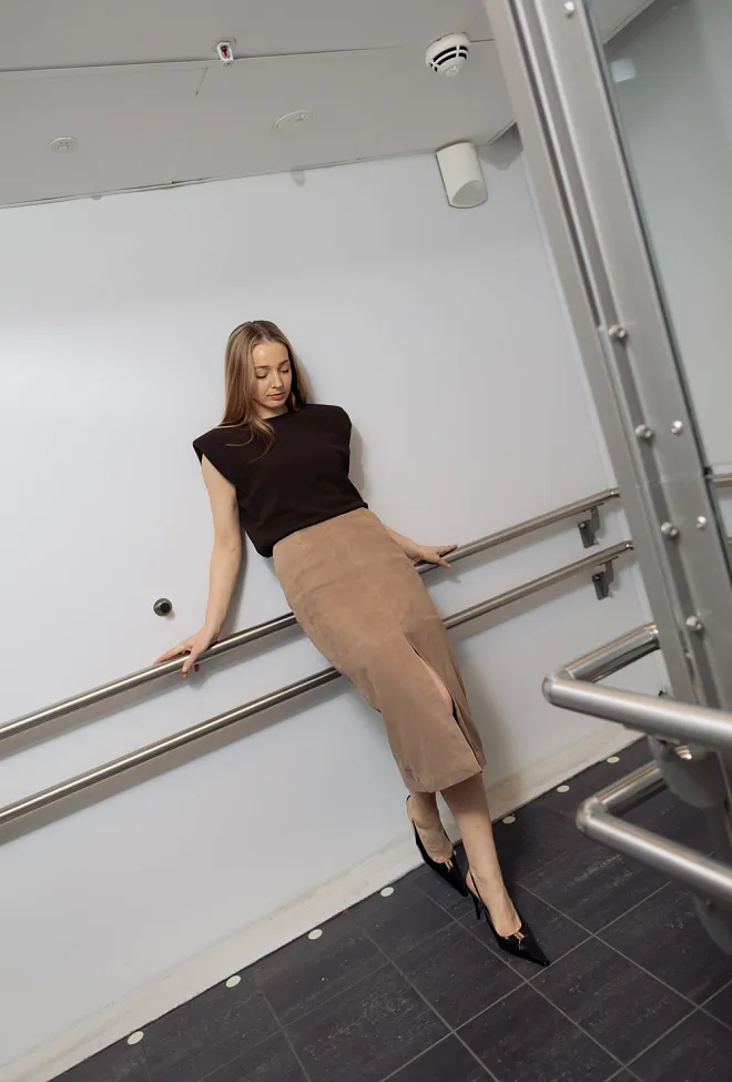 Rotate Suede Midi Pencil Skirt Morel skjørt 5