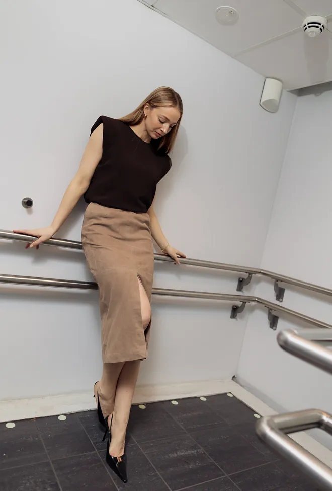 Rotate Suede Midi Pencil Skirt Morel skjørt 6
