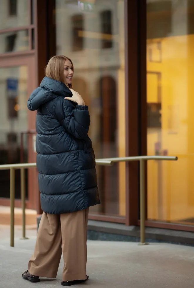 Max Mara Sei Quilted Coat Midnight Blue dunkåpe 4