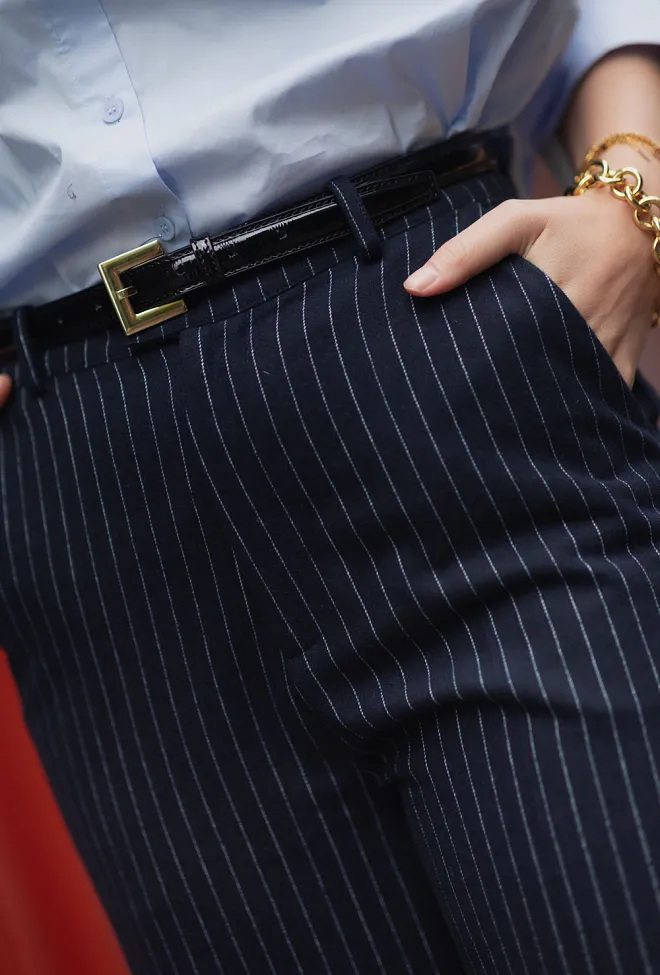 Hiil studio Mia Pant Navy Pinstripes dressbukse 5