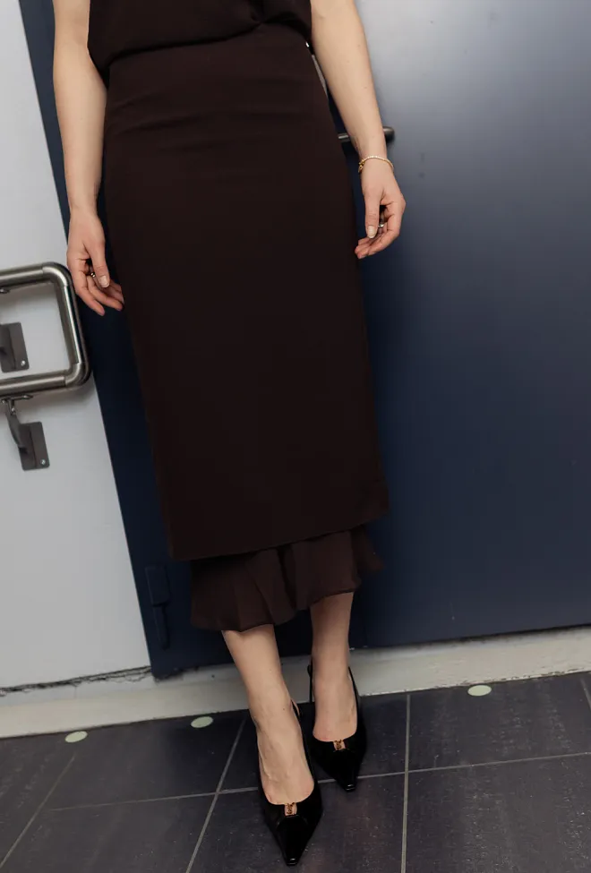 Rotate Midi Skirt W Two Layers Mole skjørt 