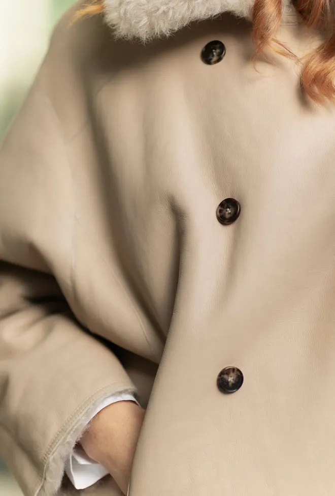 Utzon Jeir Jacket Lacon Teddy Silver Mink lammeskinnjakke 8