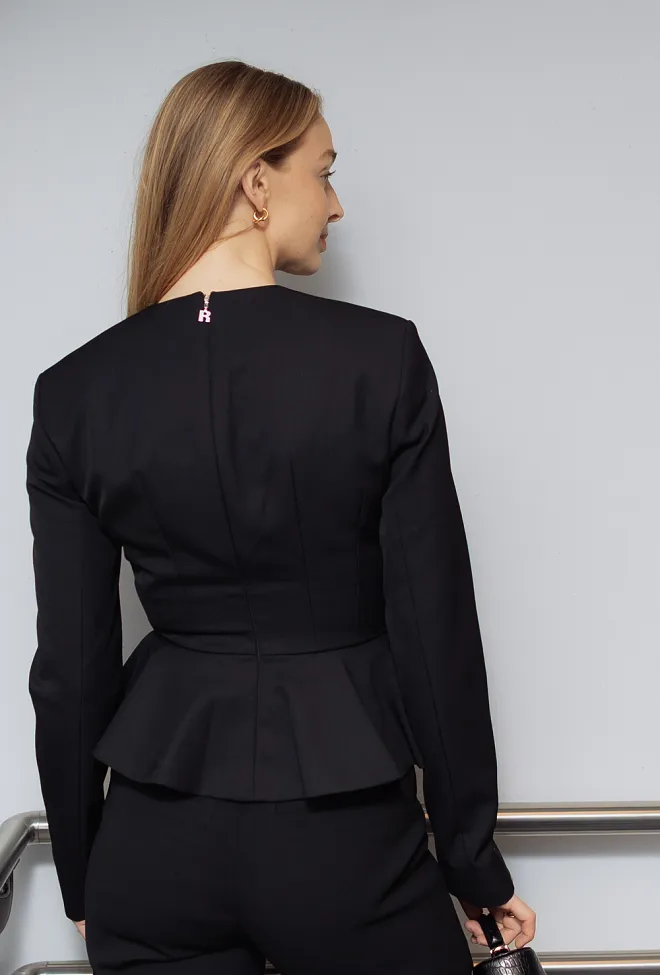 Rotate Peplum LS Top Black topp 4