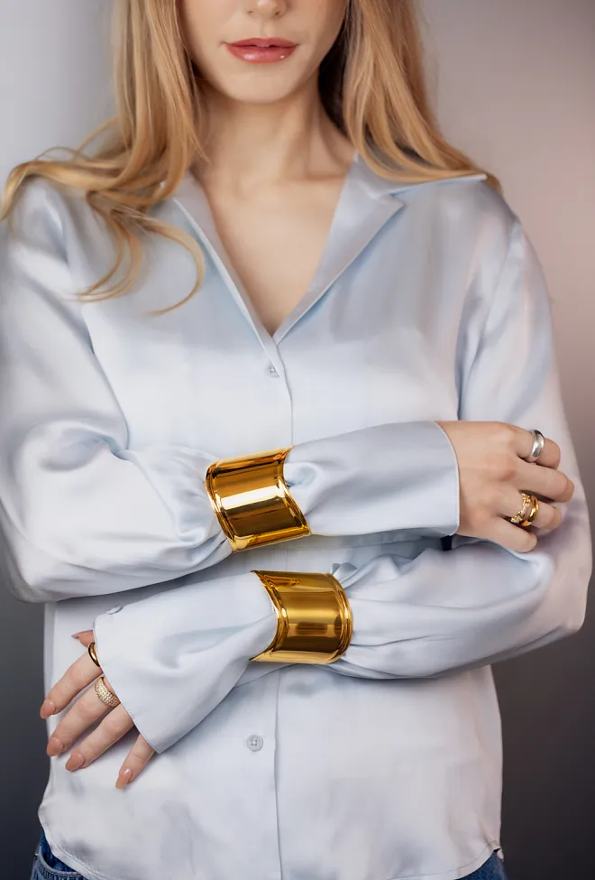 Hiil Studio Jewelry Sculpted Cuff Gold armbånd bangle 5