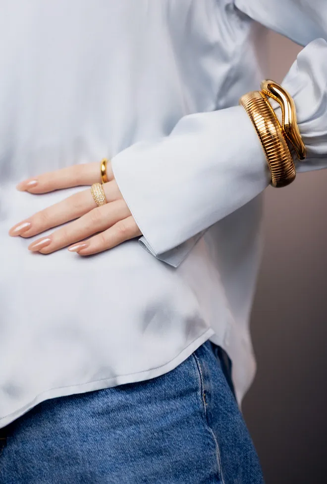 HiiL Studio Jewelry Organic Bold Cuff Gold armbånd bangle