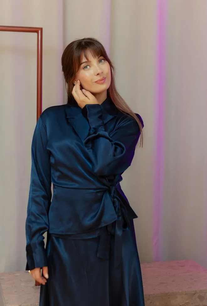 Viveh Ivy Wrap Bloue Midnight Blue bluse 3