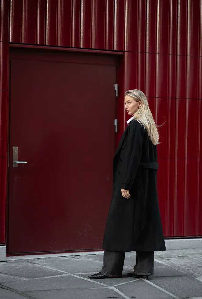 The product Double Breasted Coat Black ullkåpe 7