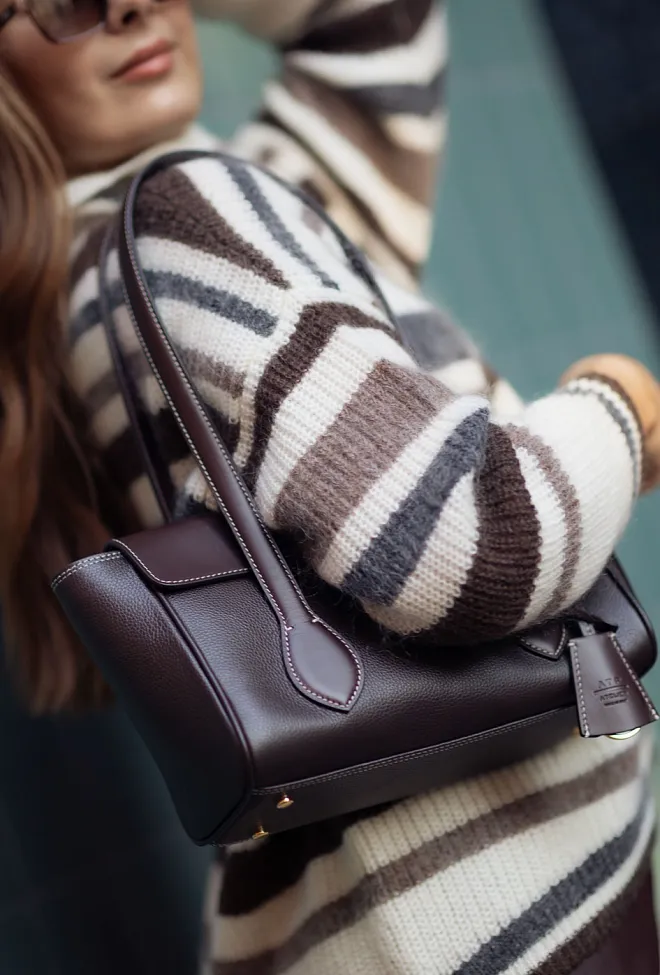 ATP atelier Eira Calf/Vacchetta Walnut/Contrast Stitch veske 6