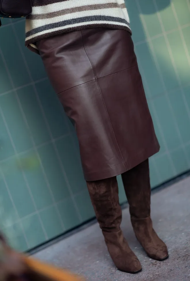 SAND Edwige Skirt Brown skinnskjørt 6