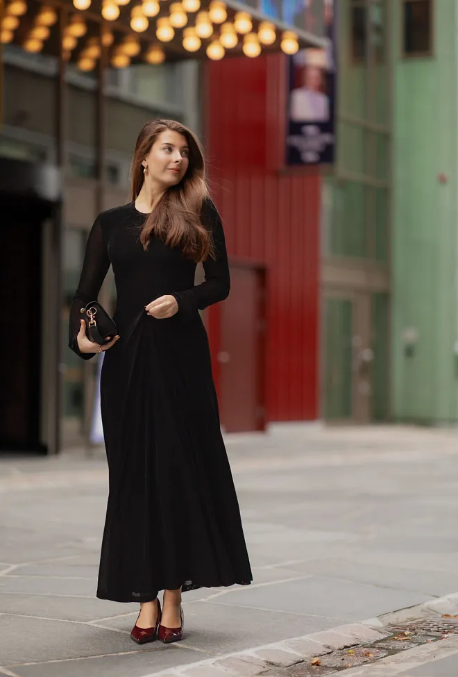 Remain Velvet Mesh Dress Black maxikjole 6