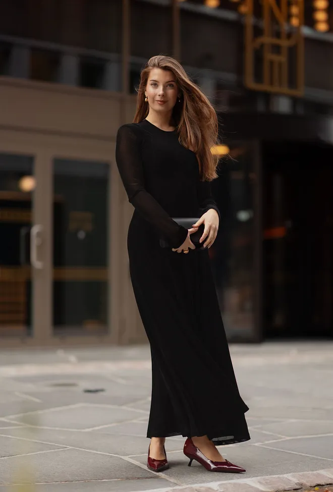 Remain Velvet Mesh Dress Black maxikjole 8
