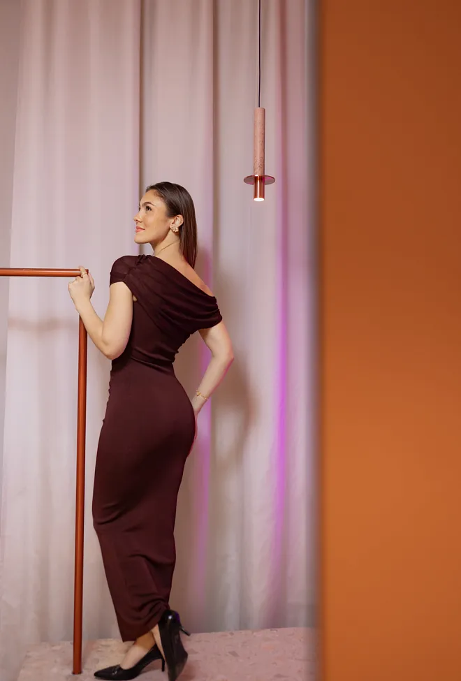 Self-Portrait Draped Knit Midi Dress Brown kjole 6