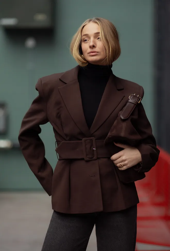 Rotate Suiting Belted Blazer Chicory Coffee dressjakke