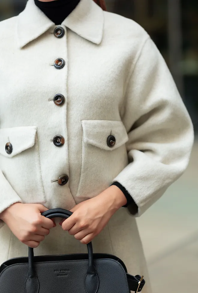 byTiMo Tailored Jacket Vintage White ulljakke 3