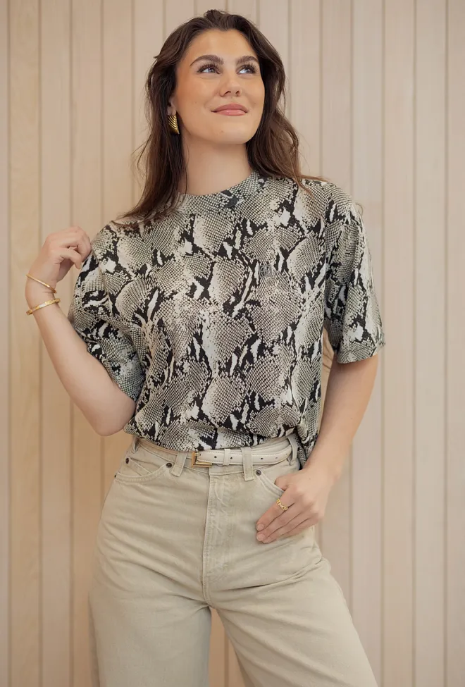 Anine Bing Avi Tee Washed Python t-skjorte