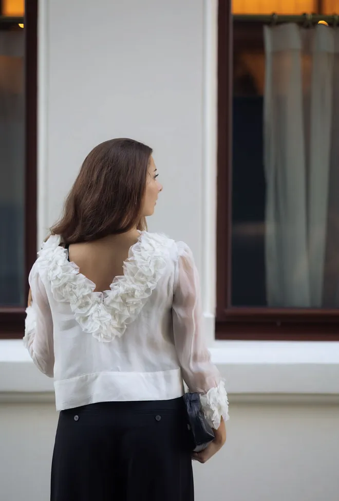 byTiMo Organza Frilly Top Vintage White topp 4