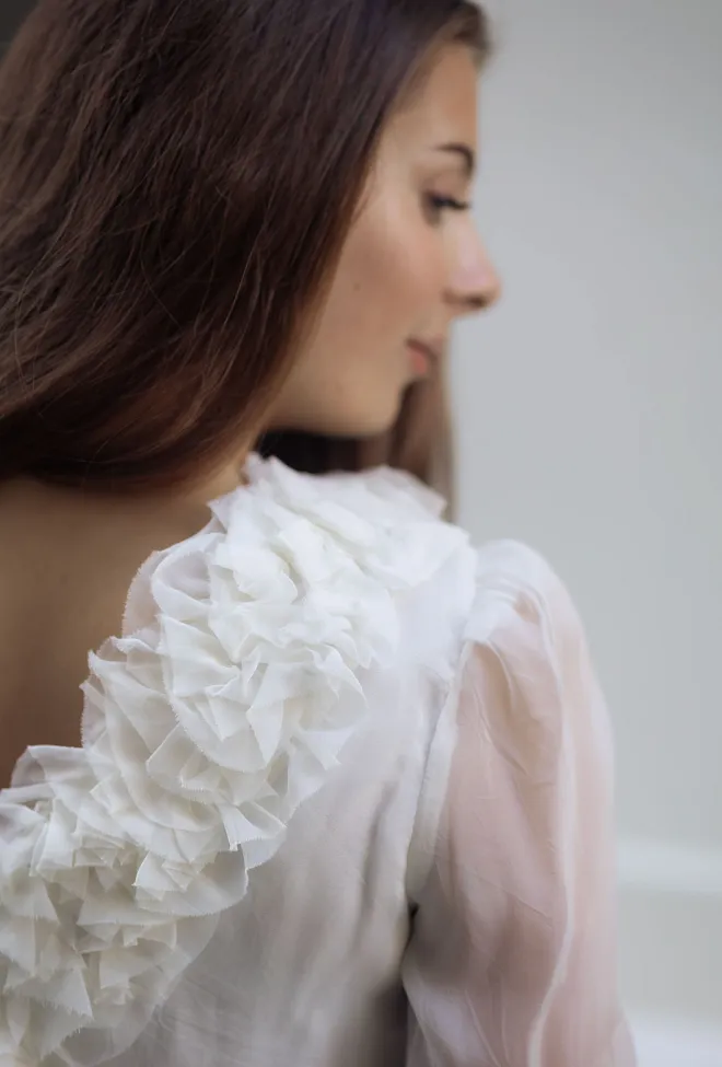 byTiMo Organza Frilly Top Vintage White topp 6