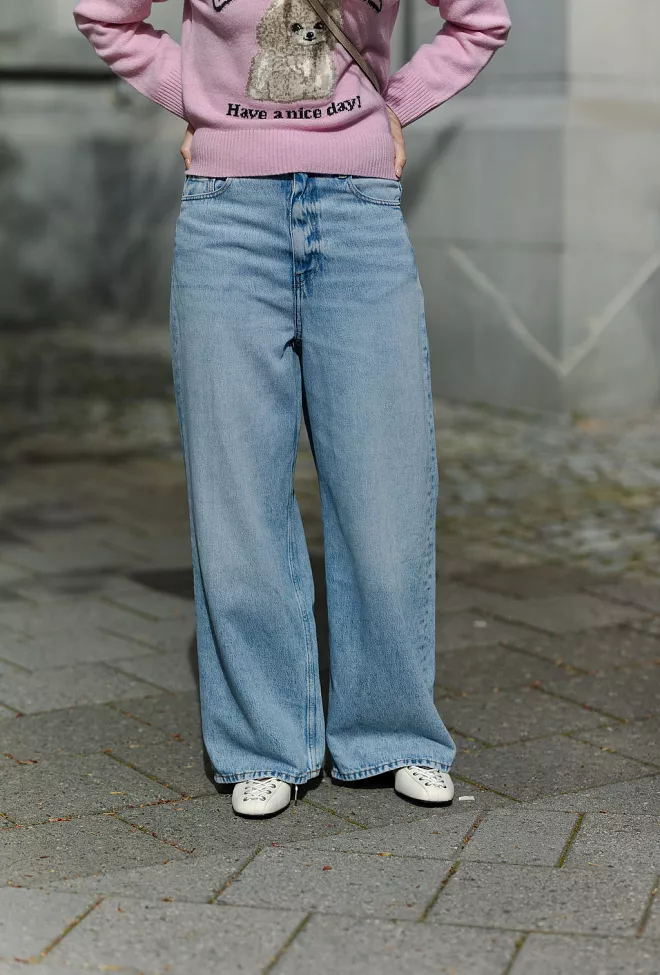 GANNI Soft Rigid Denim Baggy Jeans Light Blue Stone jeans 5