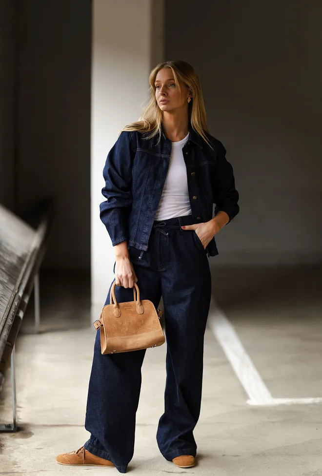 My essential wardrobe Cleo MW 143 Mid Wide Dark Blue Un-Wash jeans 7