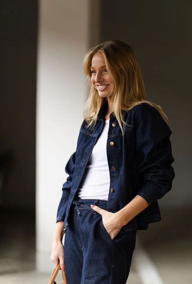 My essential wardrobe Filuca MW 143 Short Shirt Dark Blue Un-Wash denimskjorte