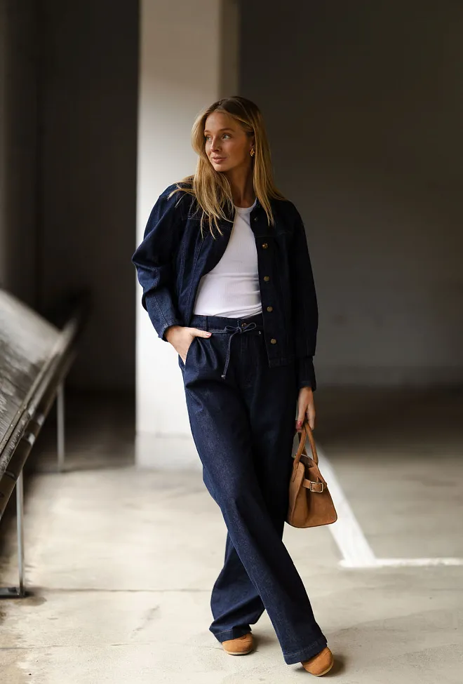 My essential wardrobe Filuca MW 143 Short Shirt Dark Blue Un-Wash denimskjorte 6