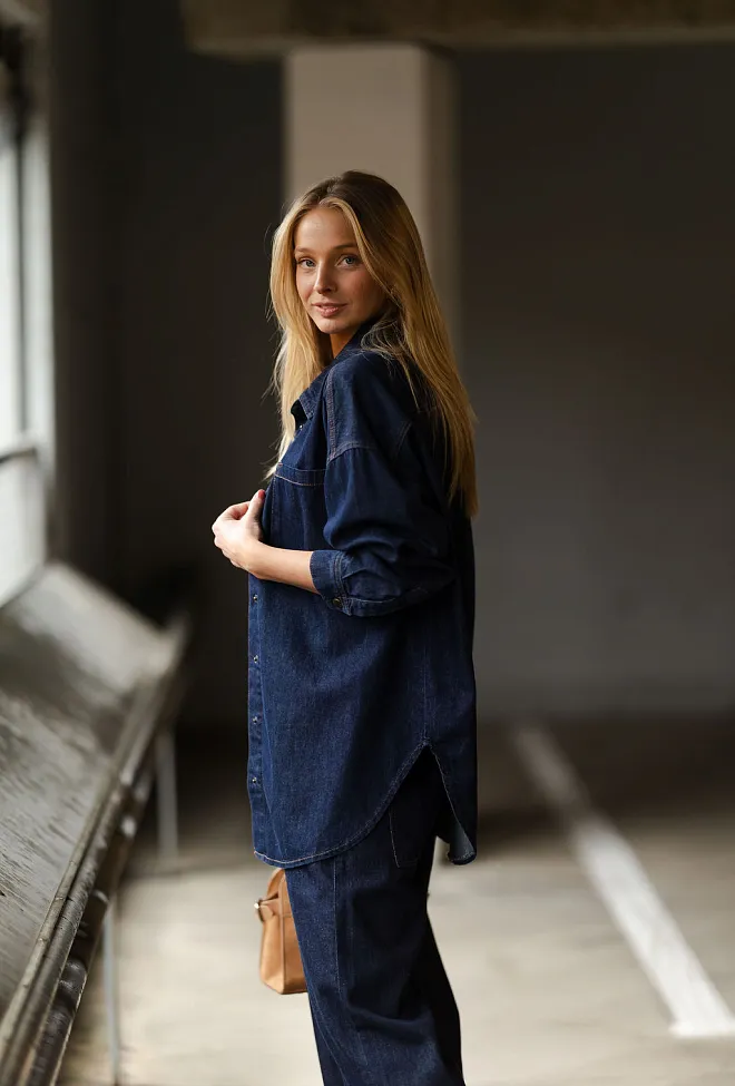 My essential wardrobe Malo MW 143 Shirt Dark Blue Un-Wash skjorte 5