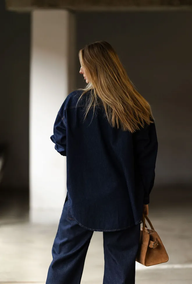 My essential wardrobe Malo MW 143 Shirt Dark Blue Un-Wash skjorte 6
