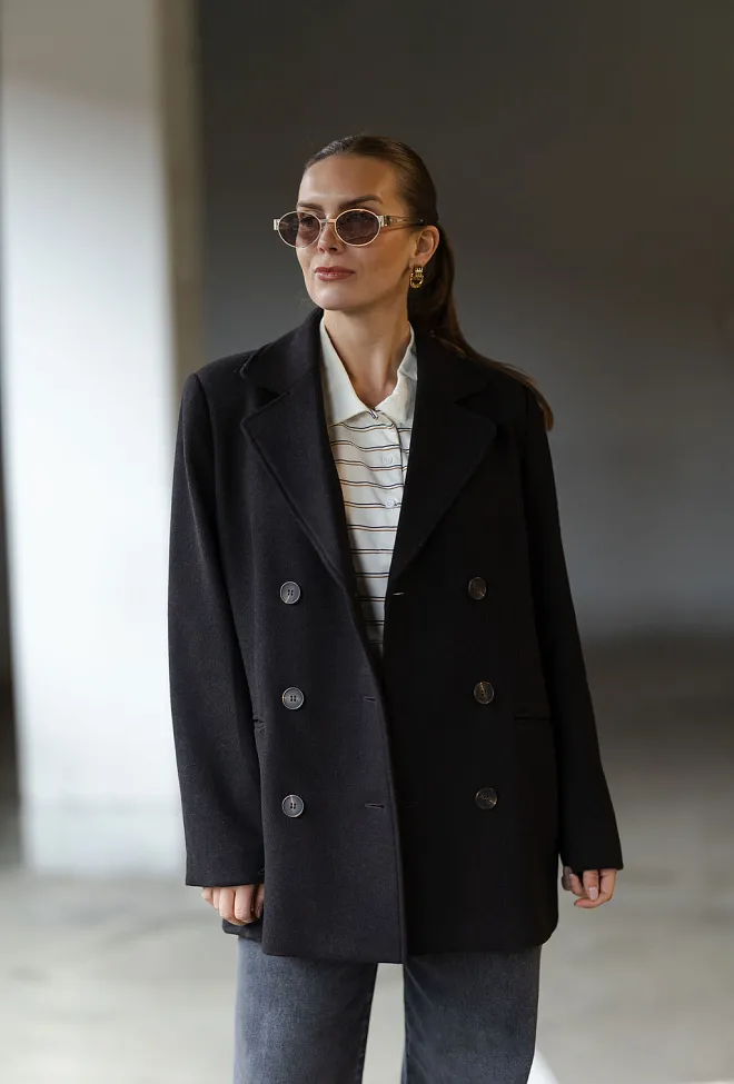 My essential wardrobe Frannie MW Short Coat Espresso Melange ulljakke 3