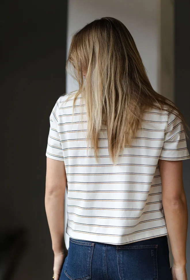 My Essential Wardrobe Anna MW Polo Tee Snow White Striped t-skjorte 6