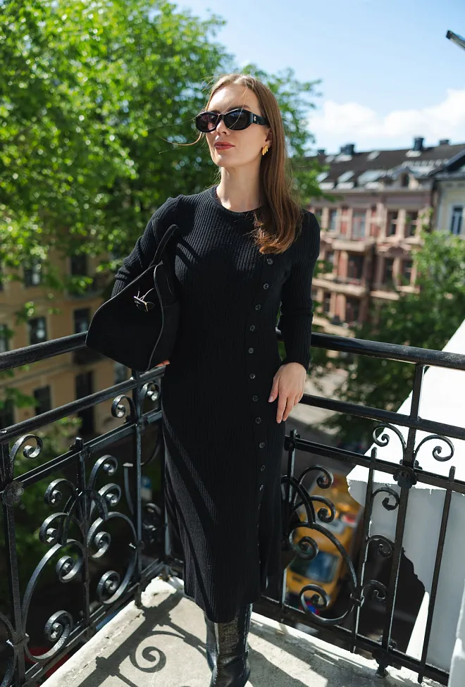 Christian Aks Mima Merino Dress Black strikket kjole