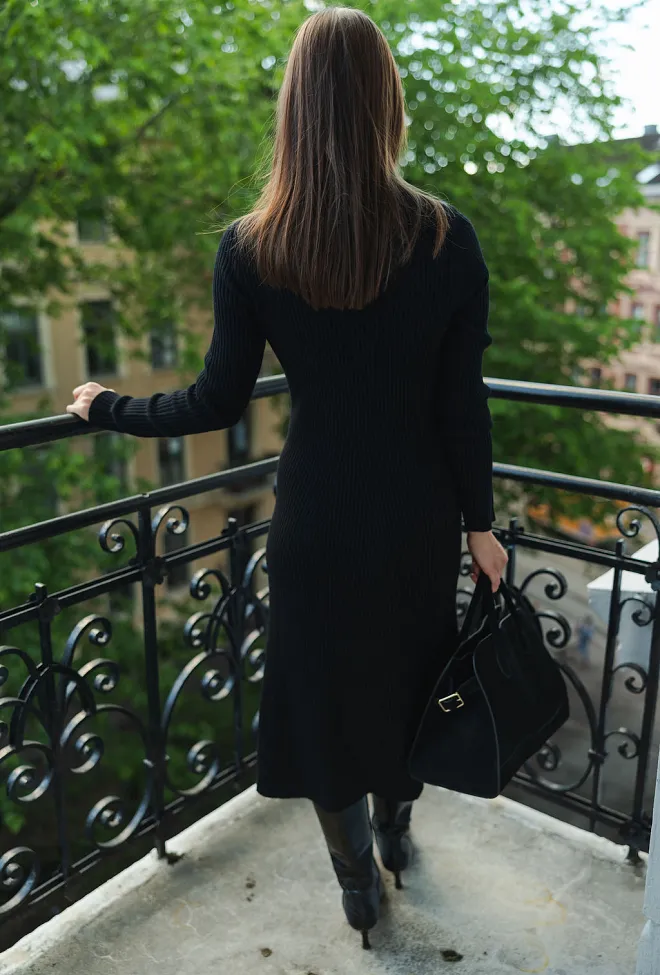 Christian Aks Mima Merino Dress Black strikket kjole 7