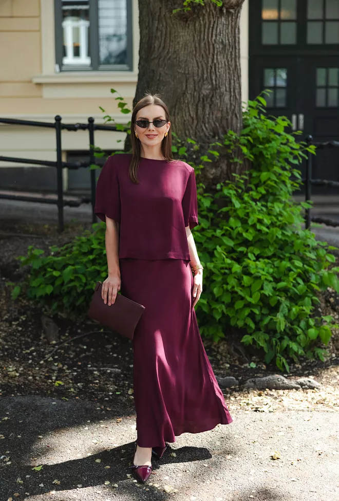 Twist&Tango Tyne Satin Skirt Burgundy skjørt 2
