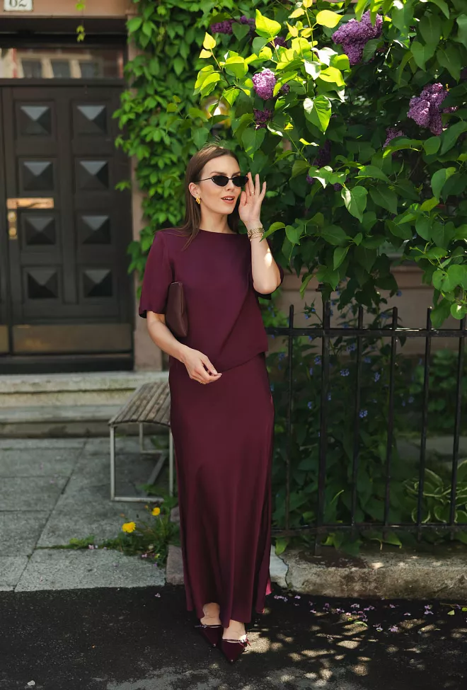 Twist&Tango Tyne Satin Skirt Burgundy skjørt 6