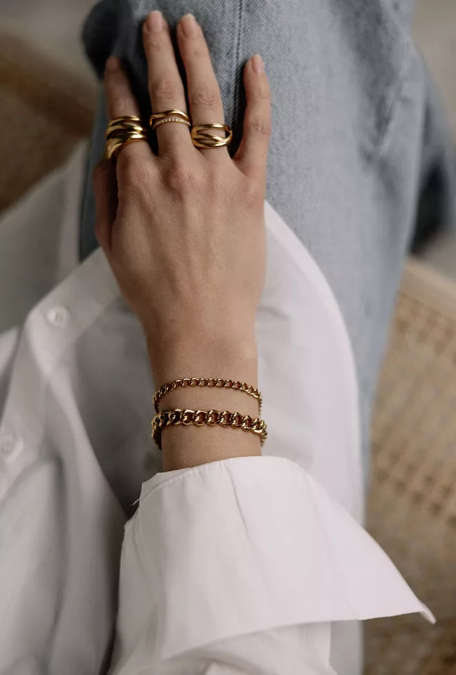 HiiL Studio Jewelry Double Chain Bracelet Gold armbånd 4